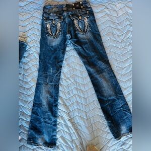 Miss Me Bootcut Jeans Size 28 | Embellished Pockets | Distressed Wash